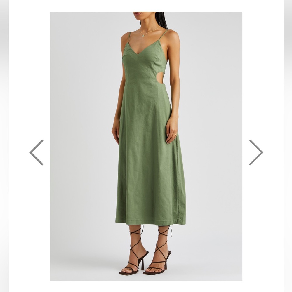 JONATHAN SIMKHAI Giulia linen-blend midi shirt dress